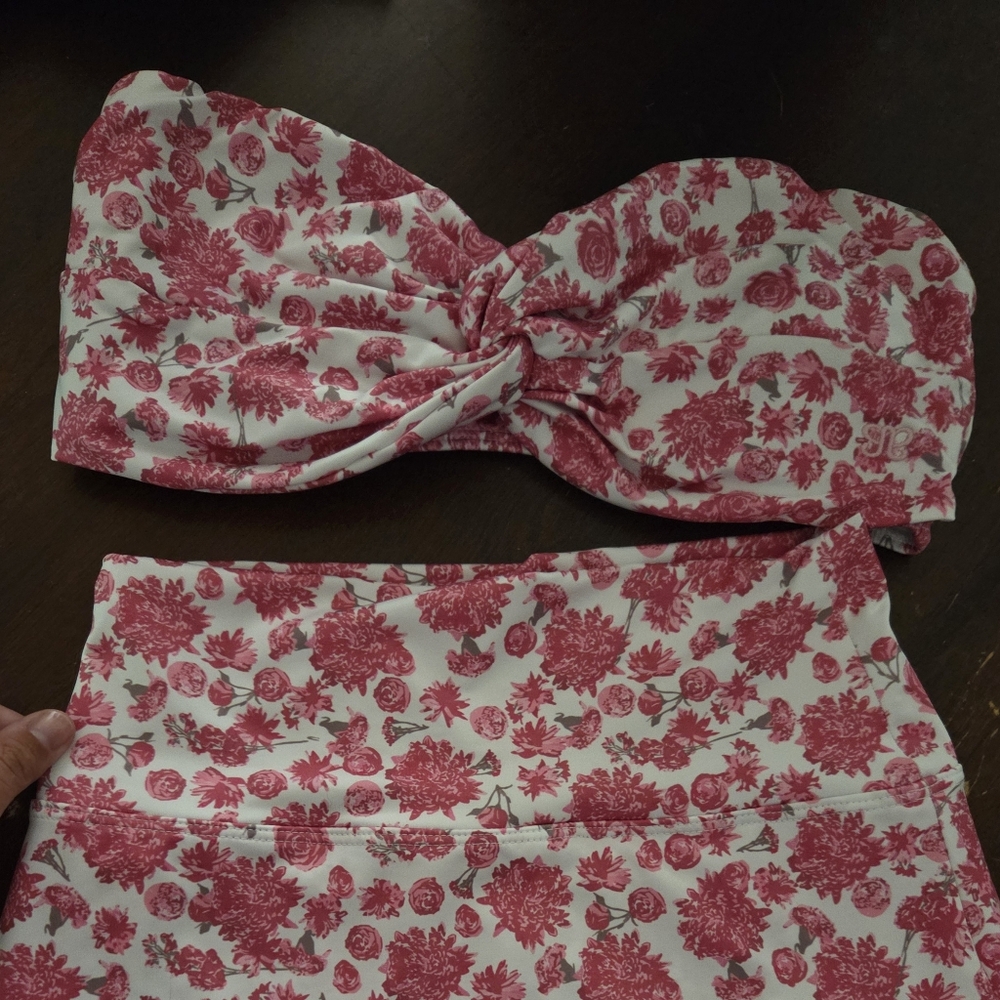 Athena Pink Floral Braid Bandeau Bikini Top - Picture 3 of 3